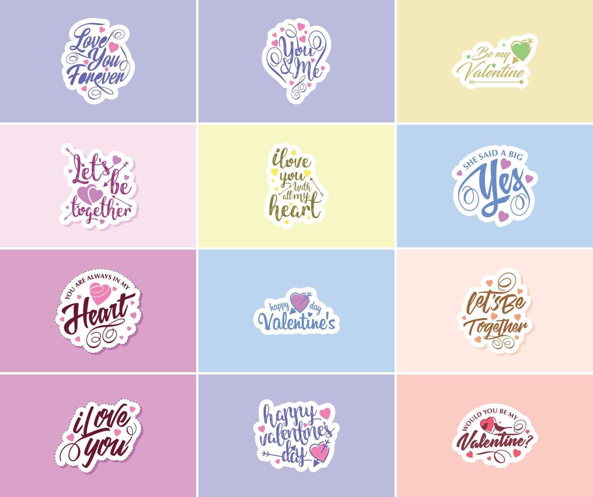 Valentijnsdag dag grafiek stickers voor de perfect romantisch gebaar vector