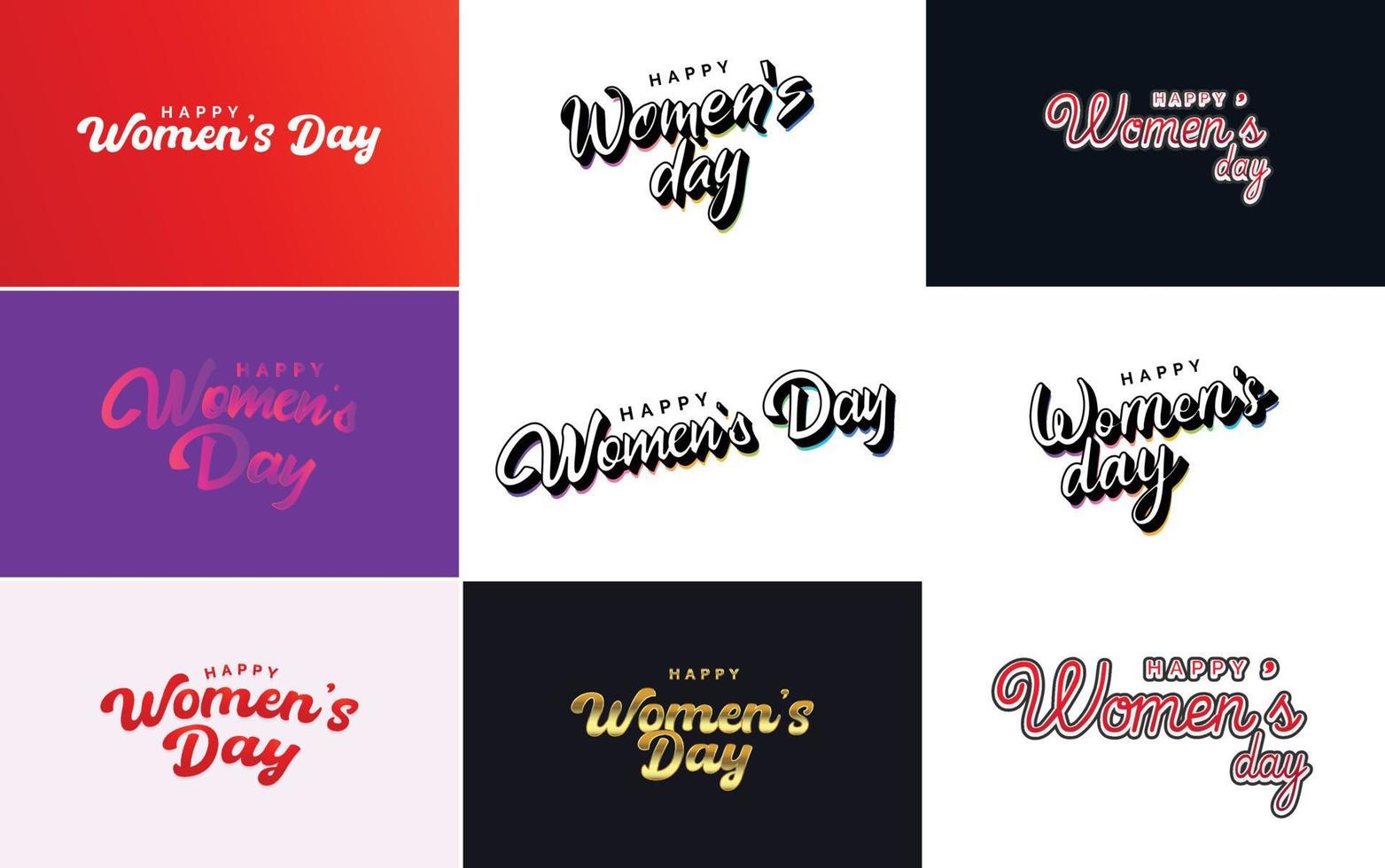 reeks van Internationale vrouwen dag kaarten met een logo en een helling kleur regeling vector