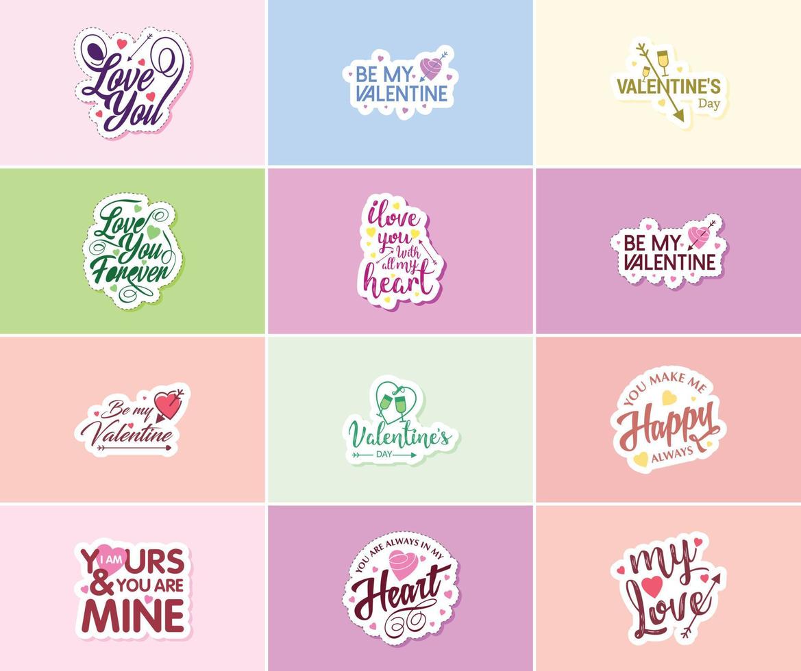 hartverwarmend Valentijnsdag dag typografie en grafiek stickers vector