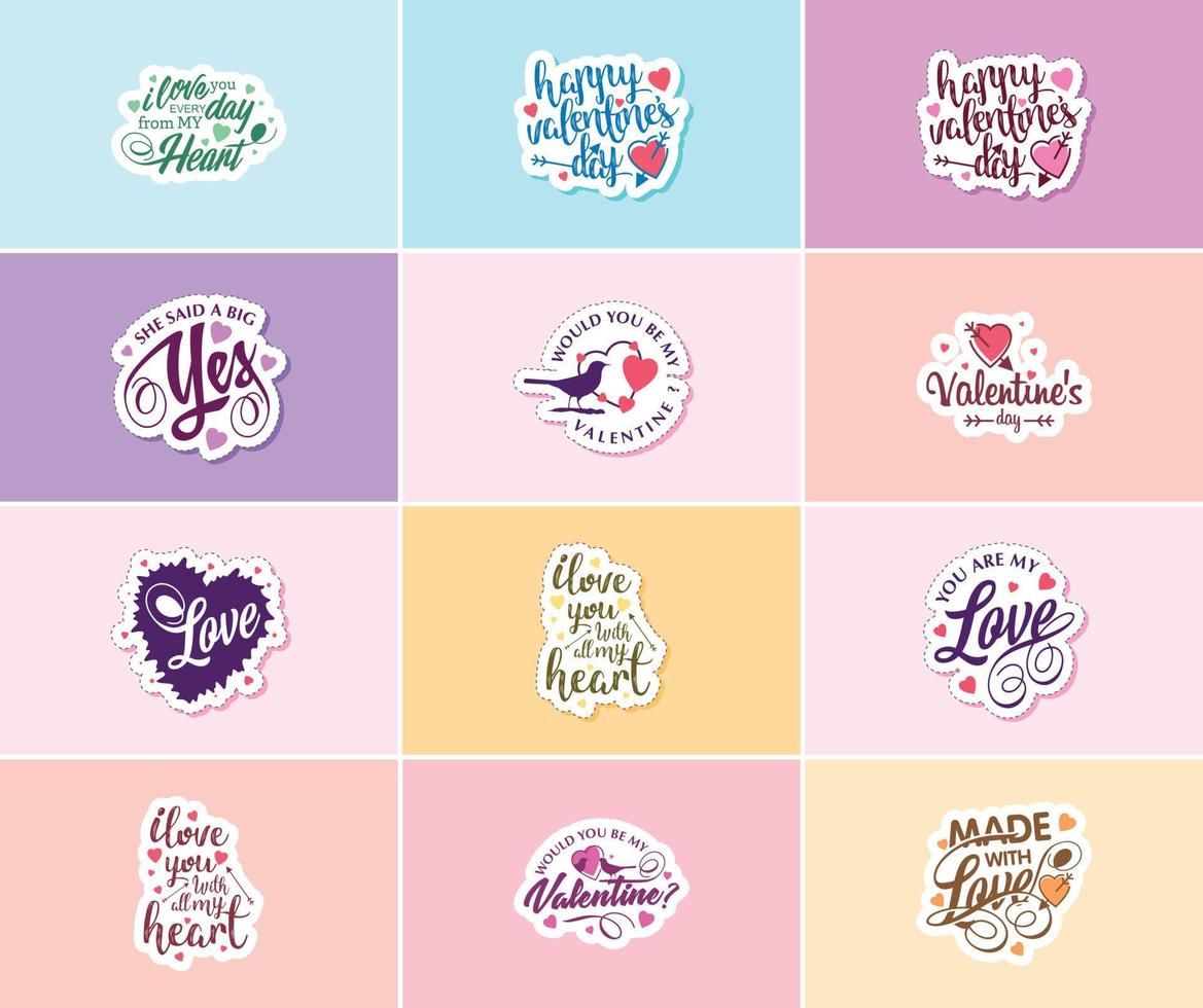 vieren de macht van liefde Aan Valentijnsdag dag met mooi ontwerp stickers vector