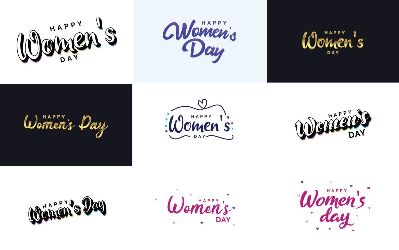 reeks van Internationale vrouwen dag kaarten met een logo en een helling kleur regeling vector