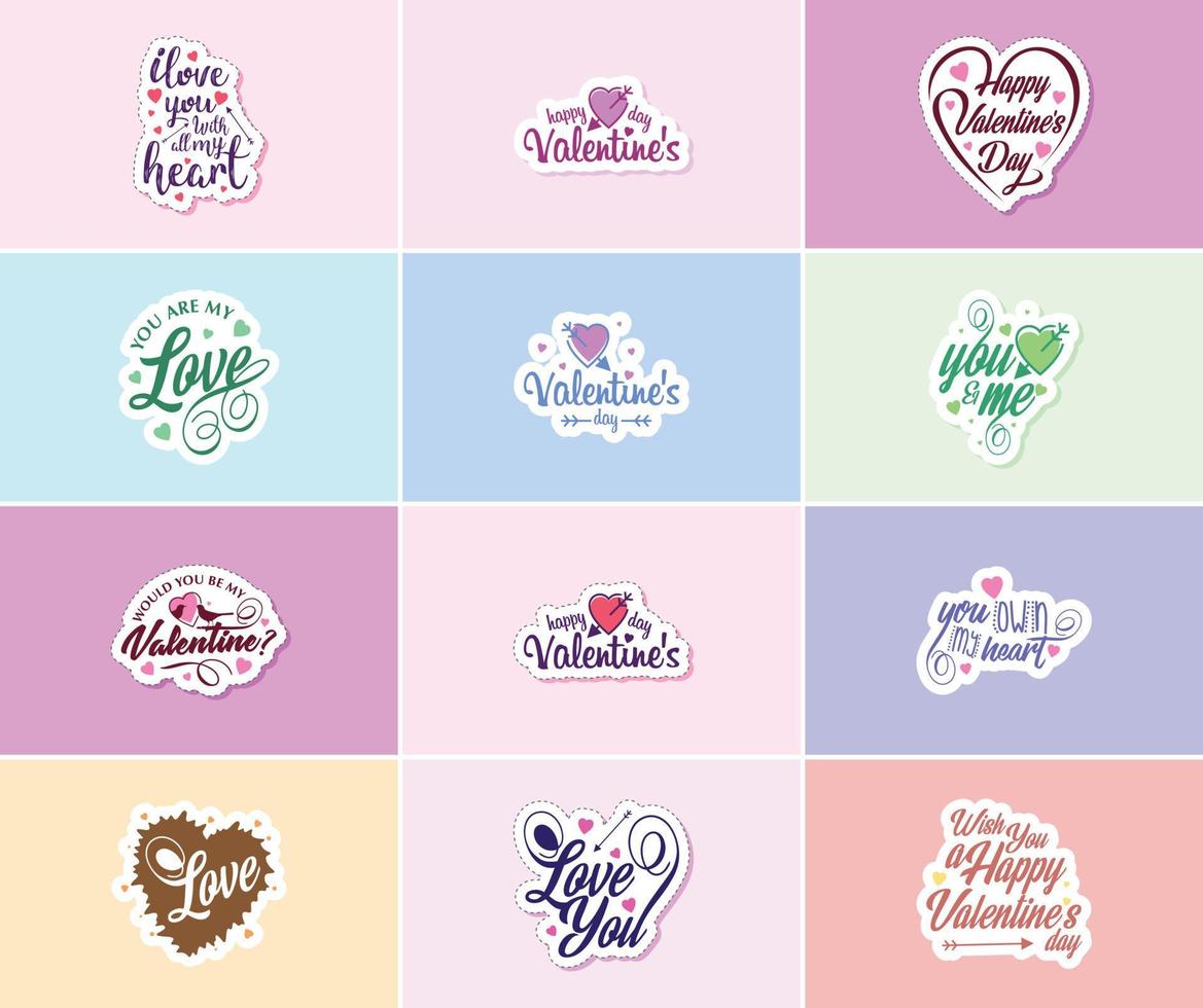 Valentijnsdag dag grafiek stickers naar tonen uw liefde en zorg vector