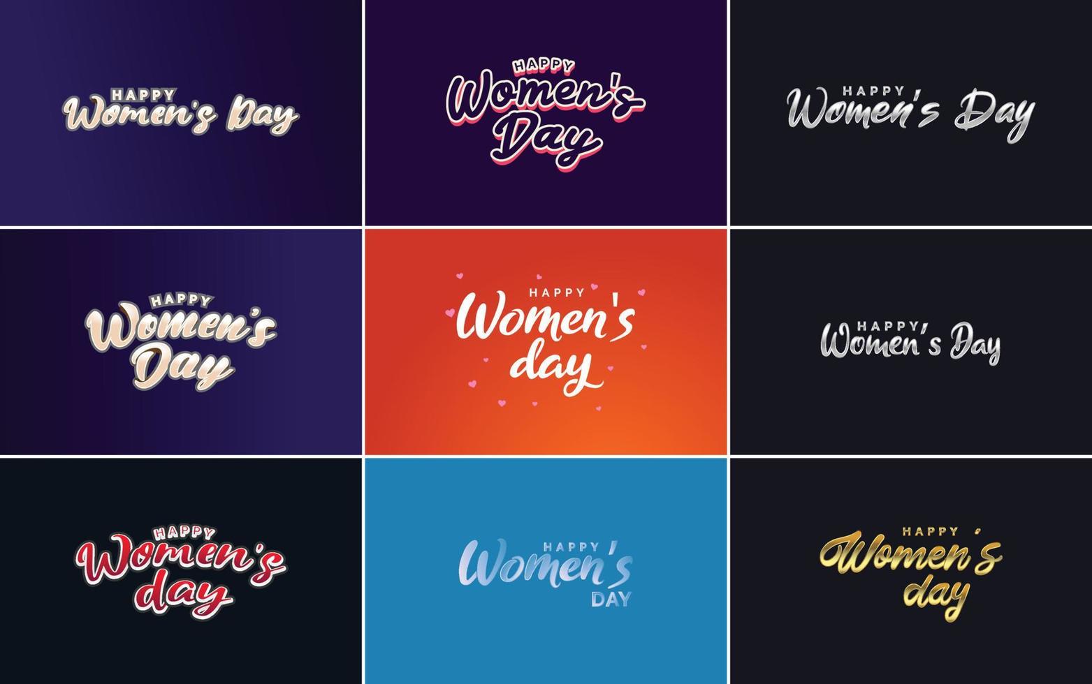 reeks van kaarten met Internationale vrouwen dag logo en een helder. kleurrijk ontwerp vector
