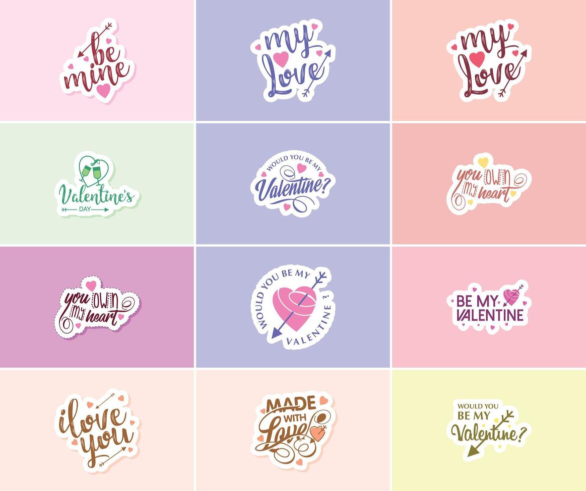 Valentijnsdag dag grafiek stickers naar delen uw liefde en genegenheid vector