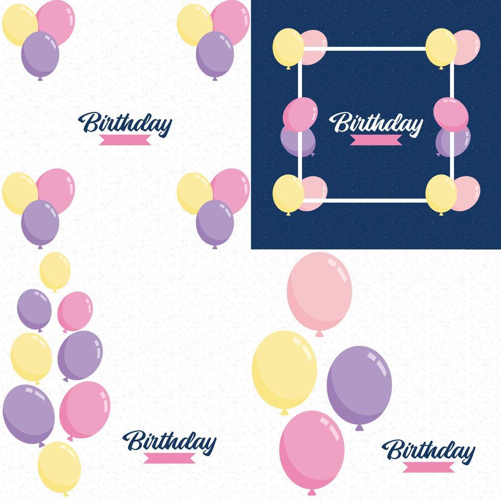 vector illustratie van een fijne verjaardag viering achtergrond met ballonnen. spandoek. en confetti voor groet kaarten