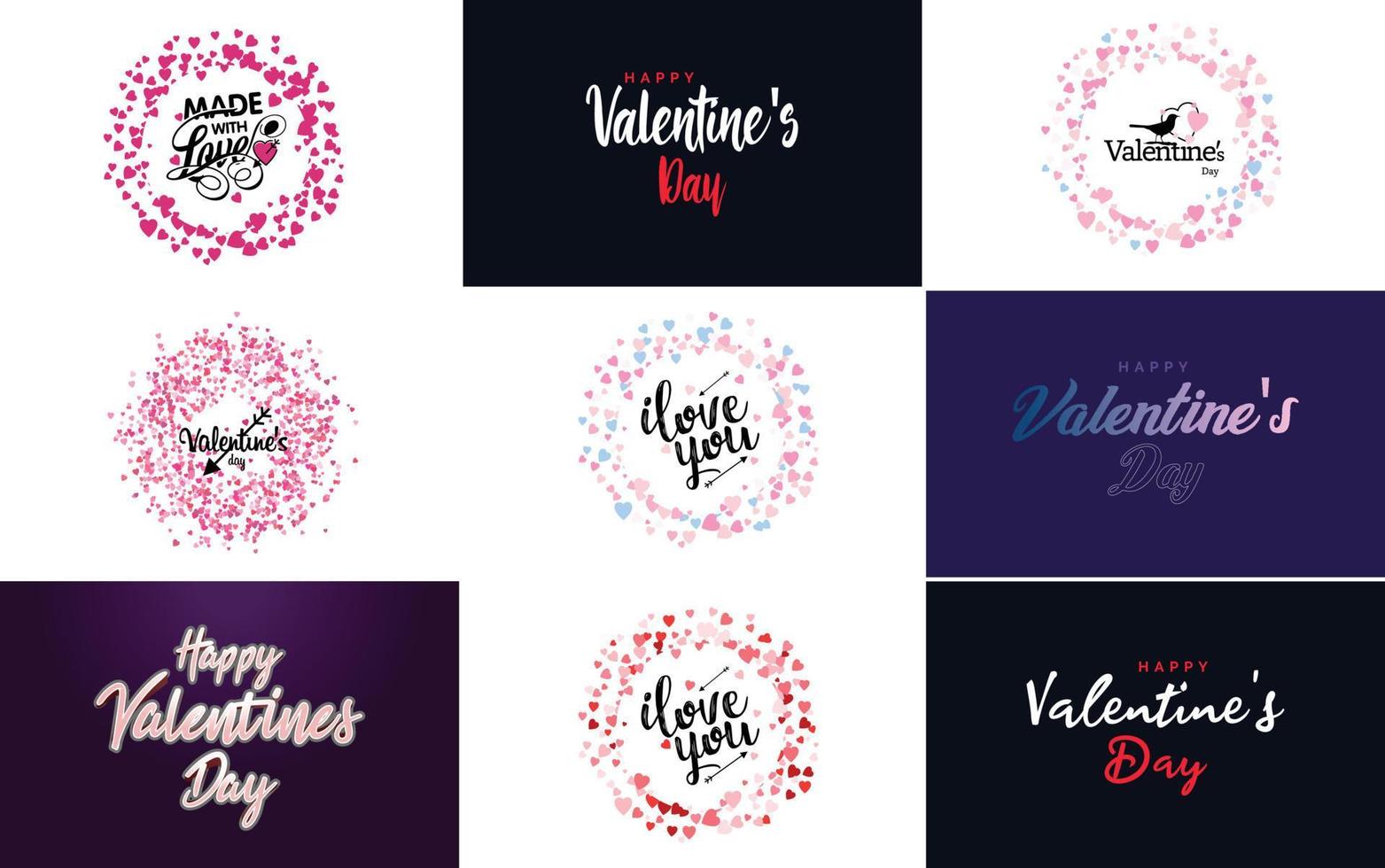 gelukkig Valentijnsdag dag typografie ontwerp met een hartvormig ballon en een helling kleur regeling vector