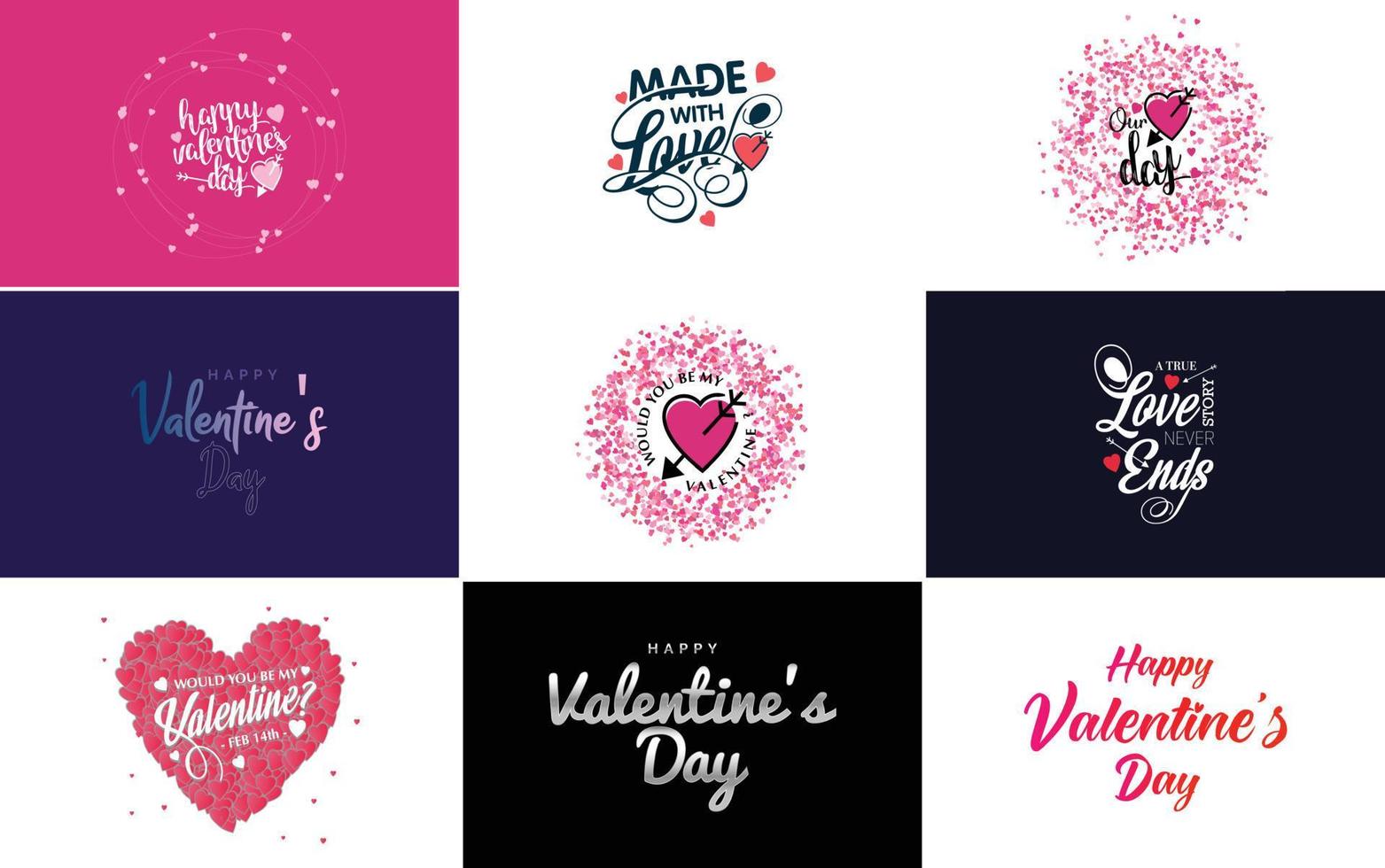 gelukkig Valentijnsdag dag typografie ontwerp met een hartvormig ballon en een helling kleur regeling vector