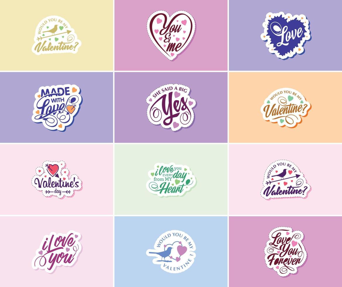 gezegde ik liefde u met Valentijnsdag dag typografie en grafiek stickers vector