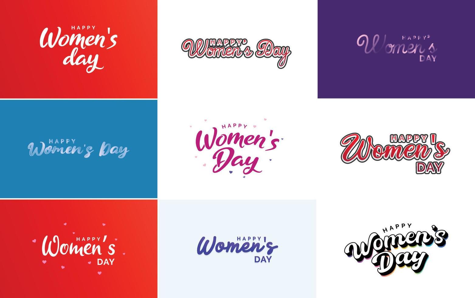 roze gelukkig vrouwen dag typografisch ontwerp elementen reeks voor groet kaarten vector