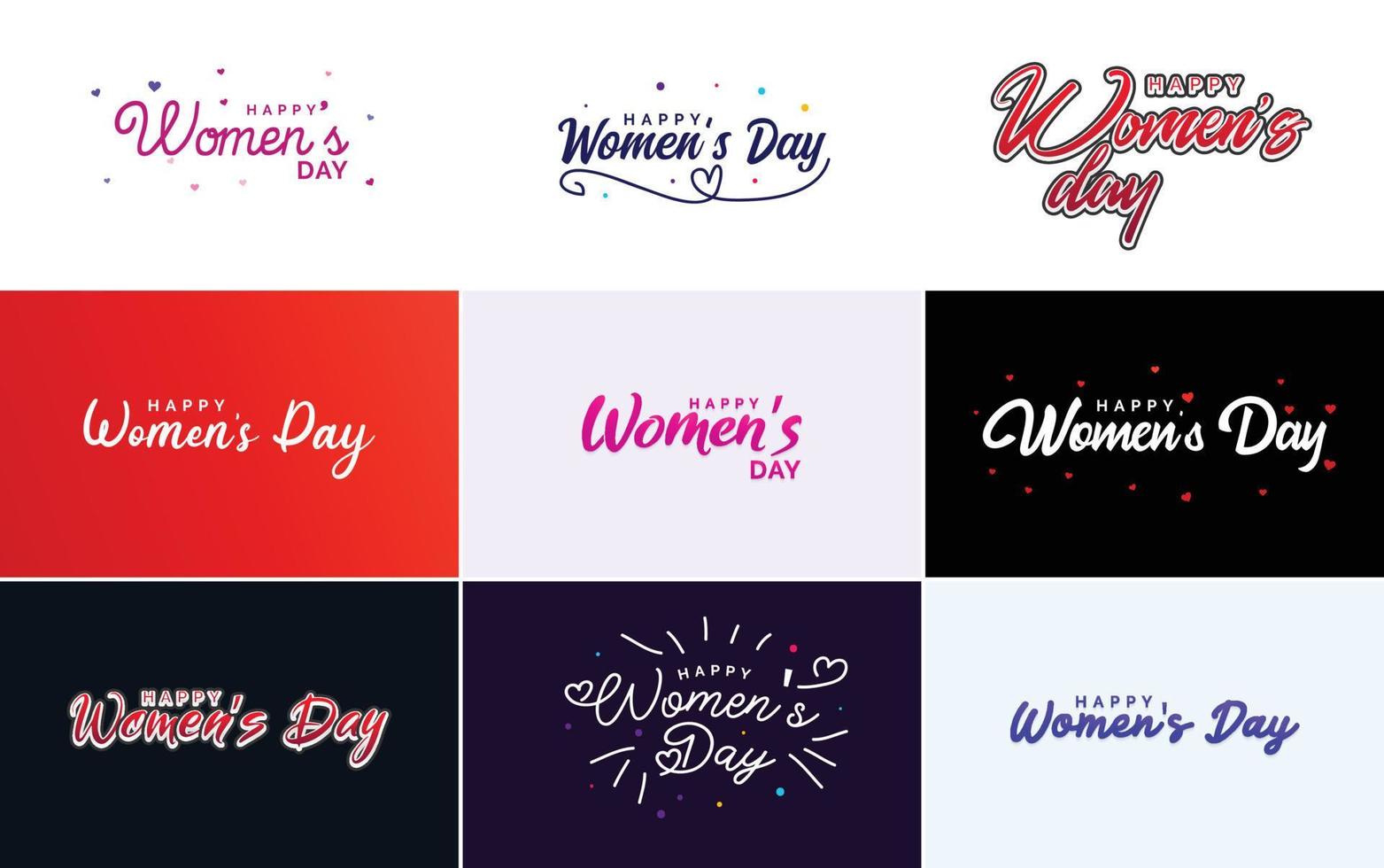 roze gelukkig vrouwen dag typografisch ontwerp elementen reeks voor groet kaarten vector