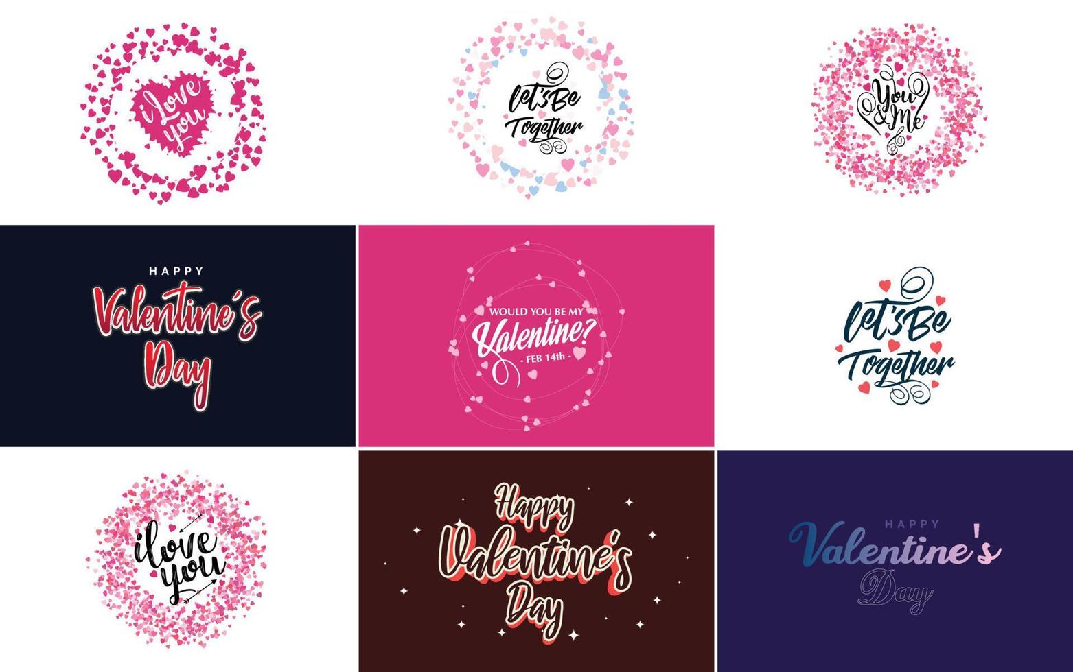 gelukkig Valentijnsdag dag banier sjabloon met een romantisch thema en een roze en rood kleur regeling vector