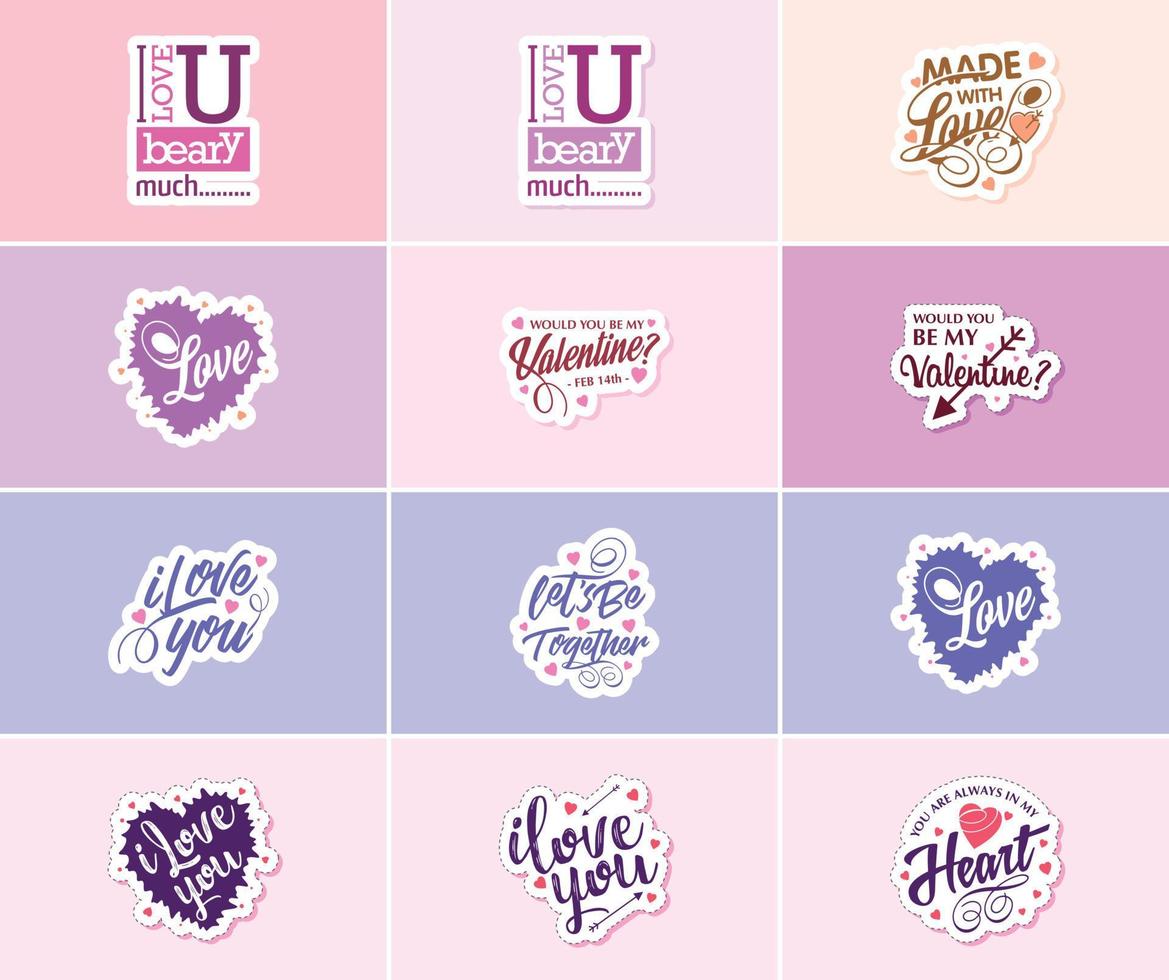 liefde is in de lucht Valentijnsdag dag typografie en grafisch ontwerp stickers vector