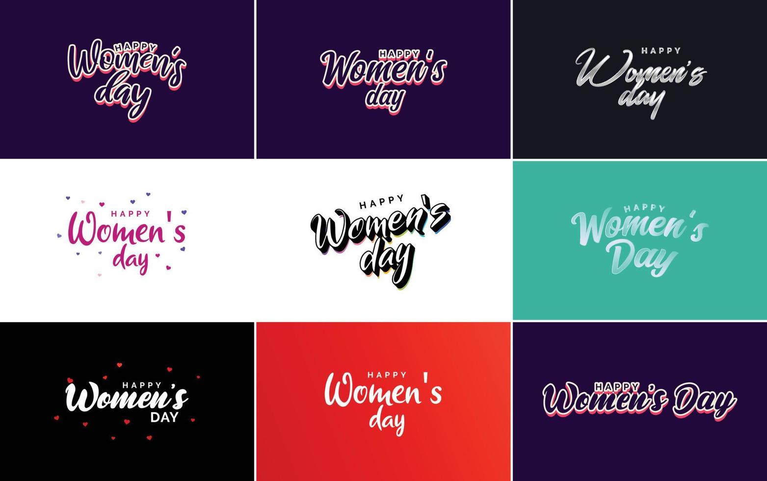 abstract gelukkig vrouwen dag logo met een liefde vector ontwerp in roze. rood. en zwart kleuren