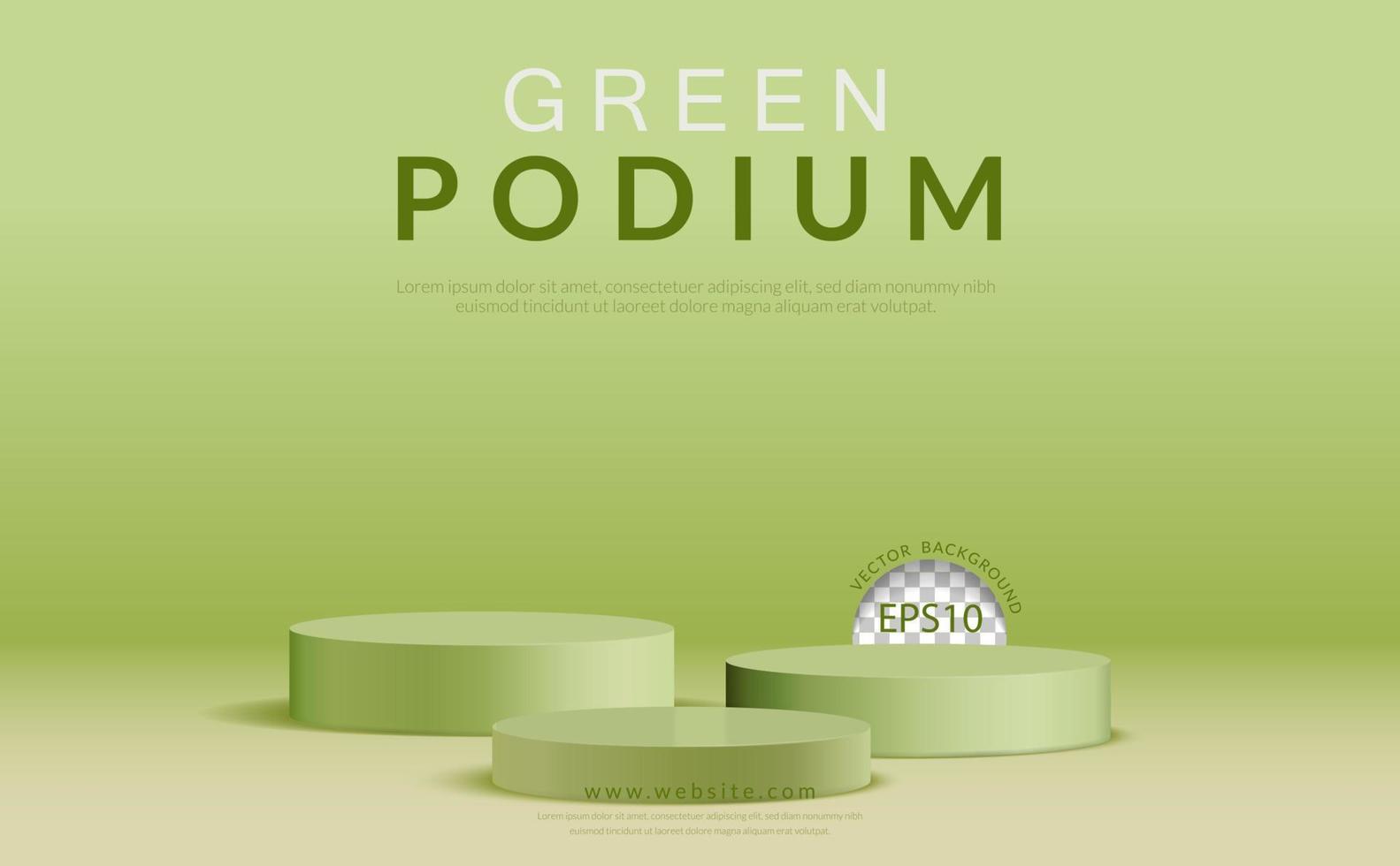 groen cilinder vorm drie podium Aan groen achtergrond. vector illustratie