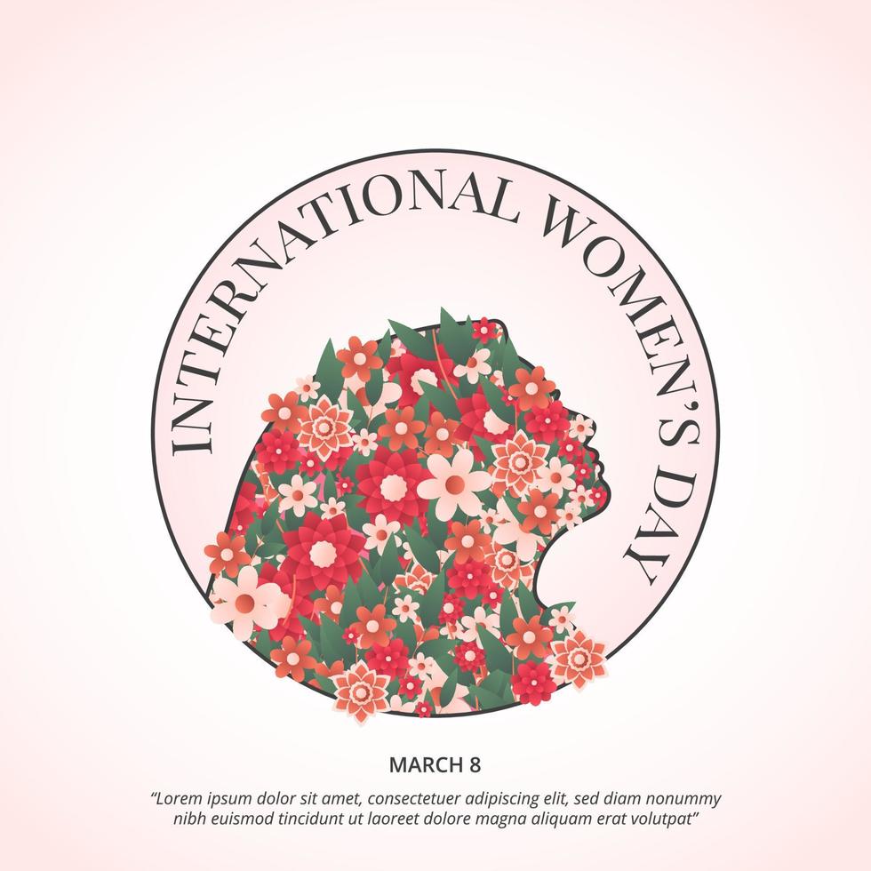 plein Internationale vrouwen dag ontwerp met silhouet vrouw bloem decoratie vector