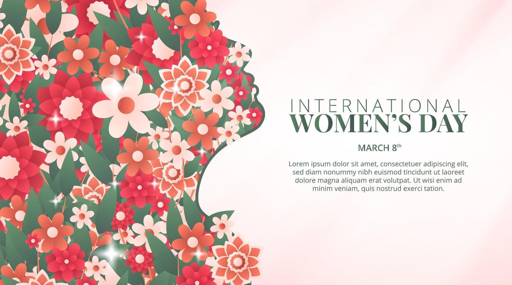 Internationale vrouwen dag achtergrond met vrouw bloem decoratie vector