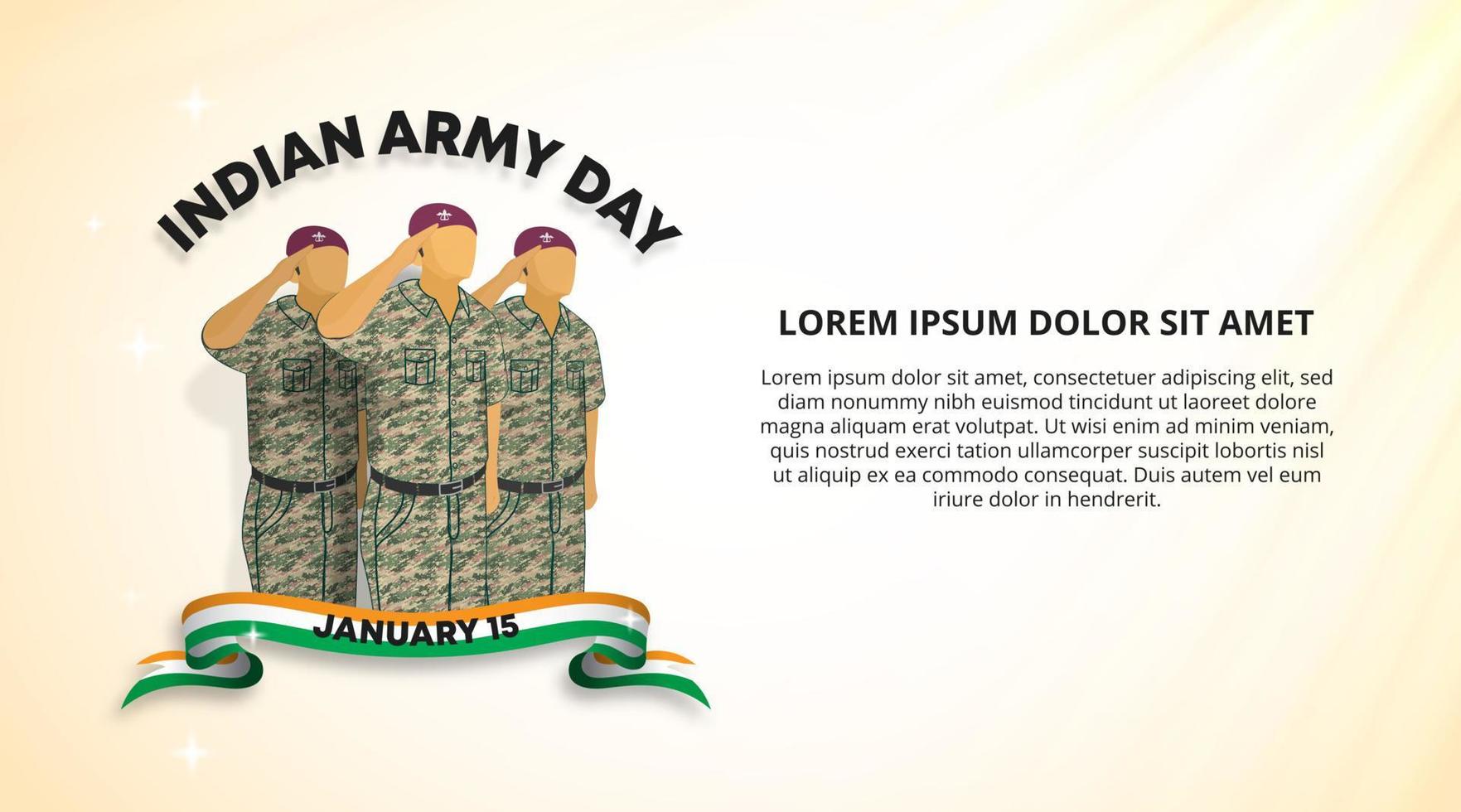 Indië leger dag achtergrond met de leger groeten en vlag sjaal vector