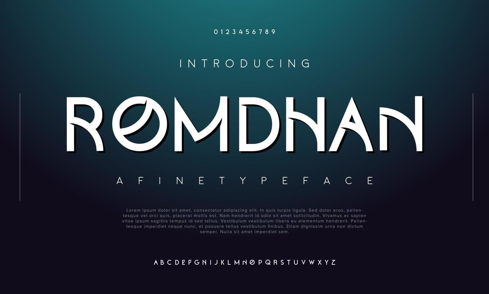 romdan gemakkelijk zonder serif Ramadan lettertype. Moslim abstract typografie doopvont vector