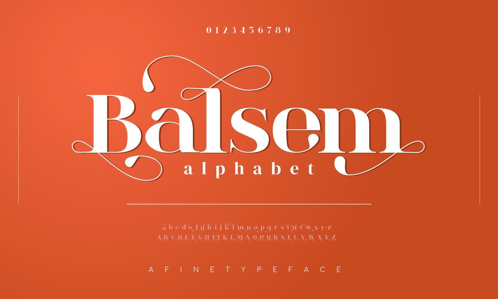 balsem luxe serif doopvont lettertype. wijnoogst creatief alfabet vector