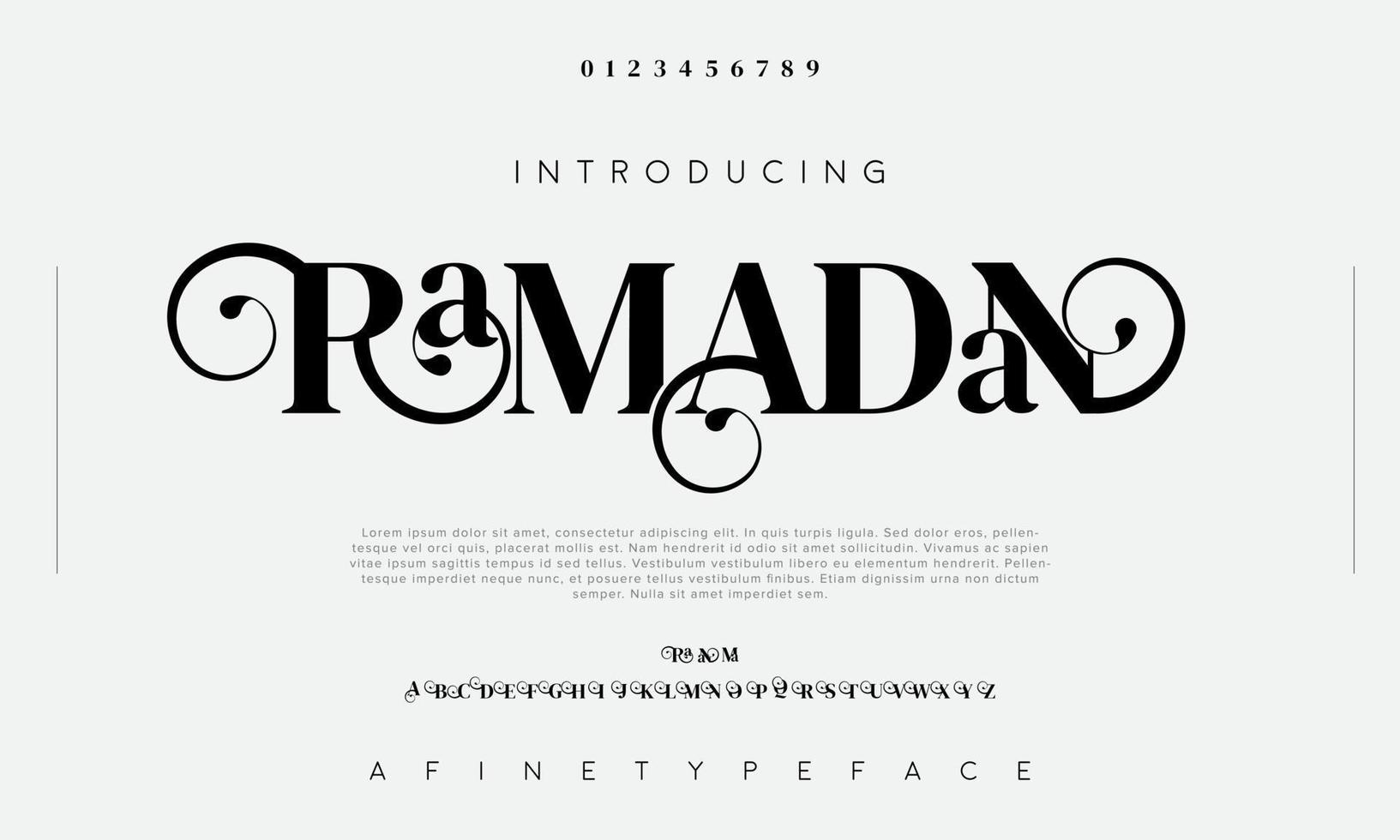 Ramadan doopvont alfabet. luxe wijnoogst lettertype logo branding vector