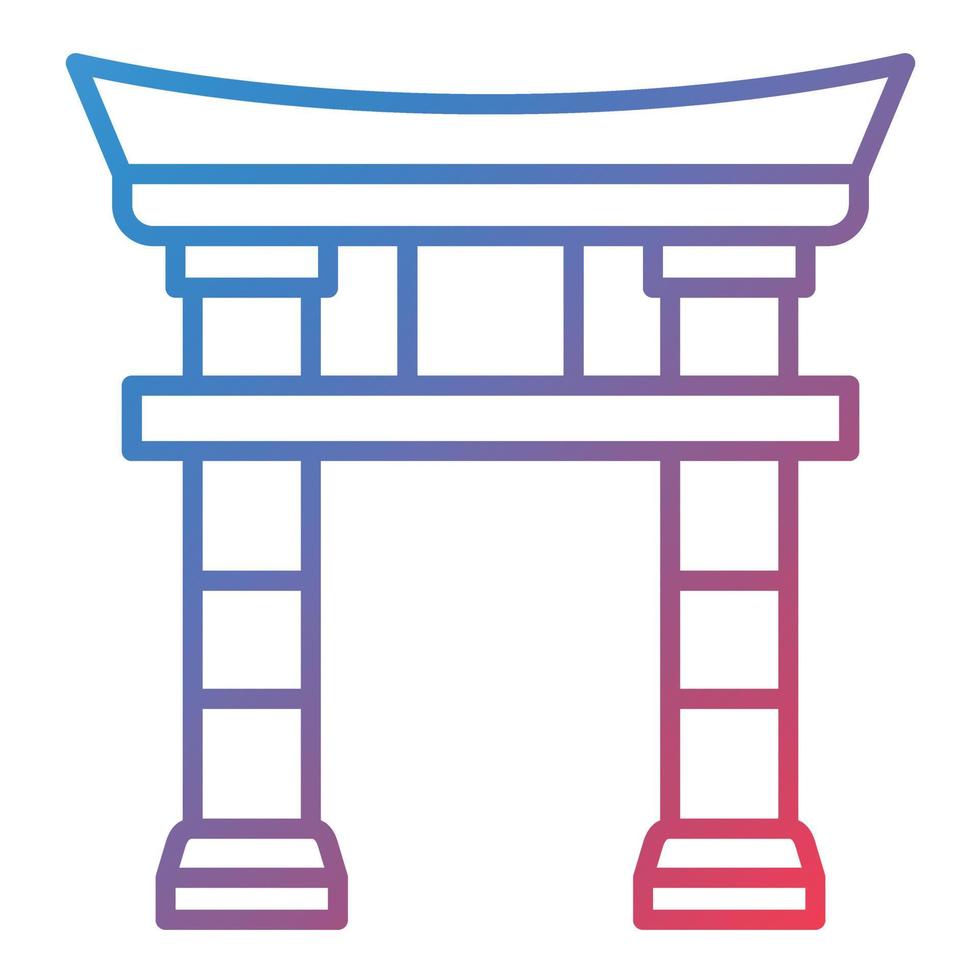 torii poort lijn helling icoon vector