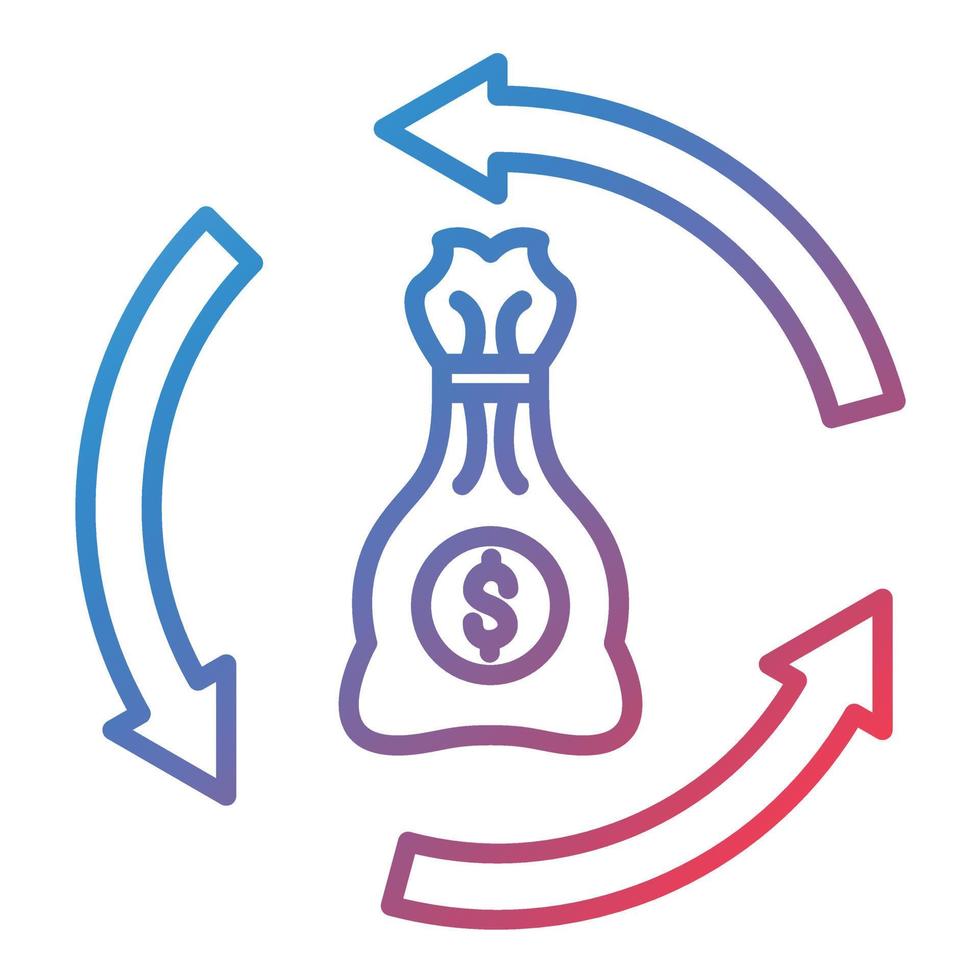 geldoverdracht lijn verloop pictogram vector