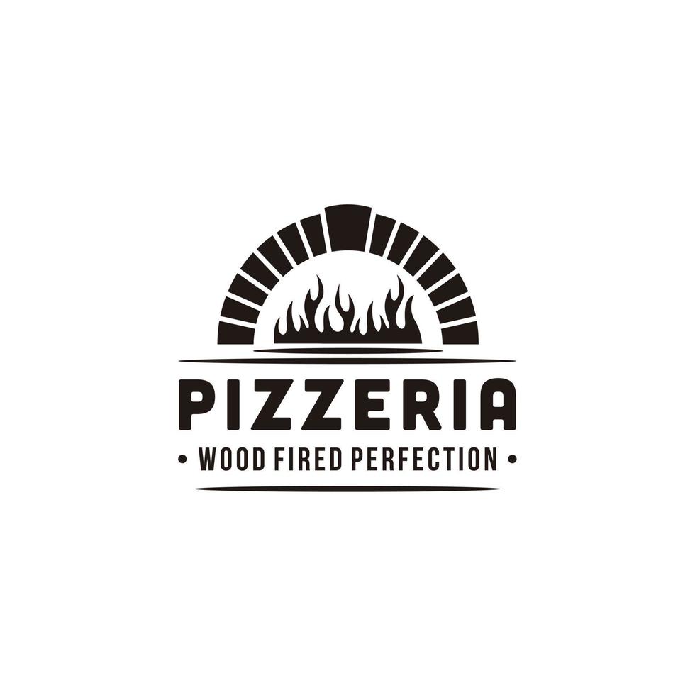 brandhout steen oven pizza wijnoogst logo ontwerp vector