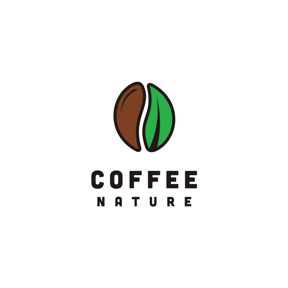 koffie Boon en blad natuur cafe logo ontwerp grafisch vector