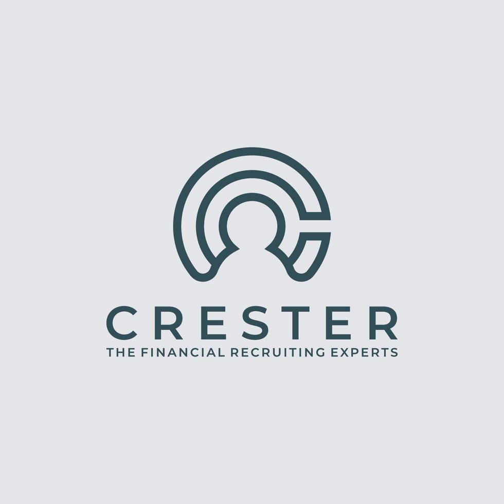 abstract eerste brief c logo. grijs meetkundig vorm brief c met mensen geïsoleerd Aan wit achtergrond. vector