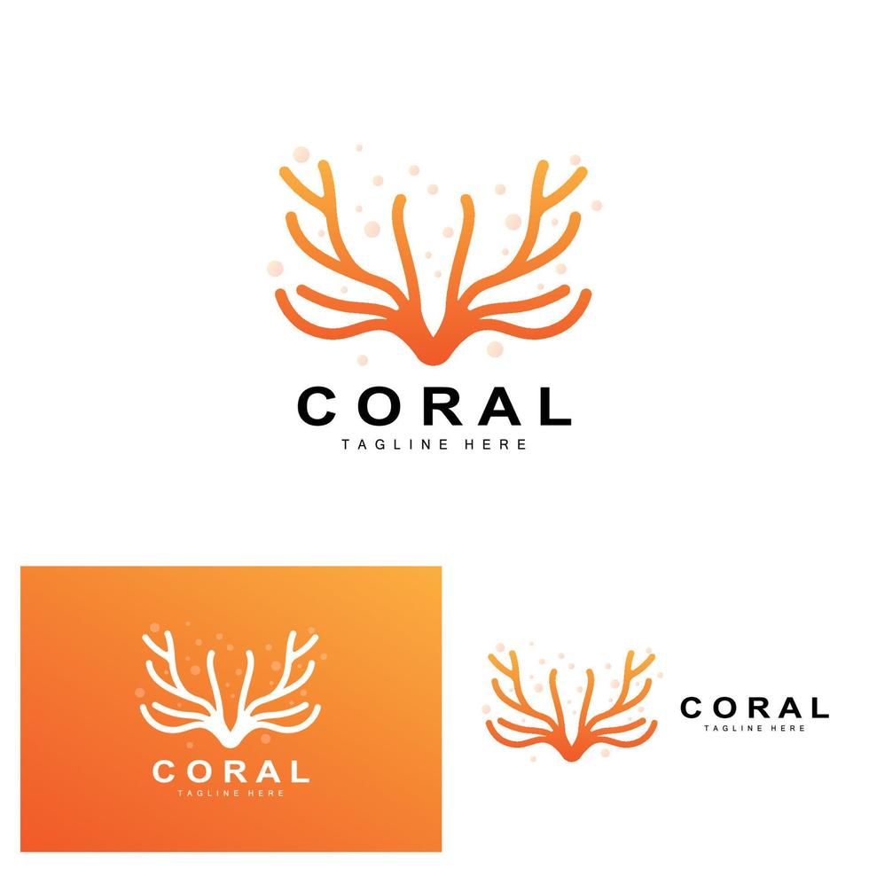 koraal logo, zee planten plaats marinier dieren, oceaan vector, zeewier pictogrammen vector