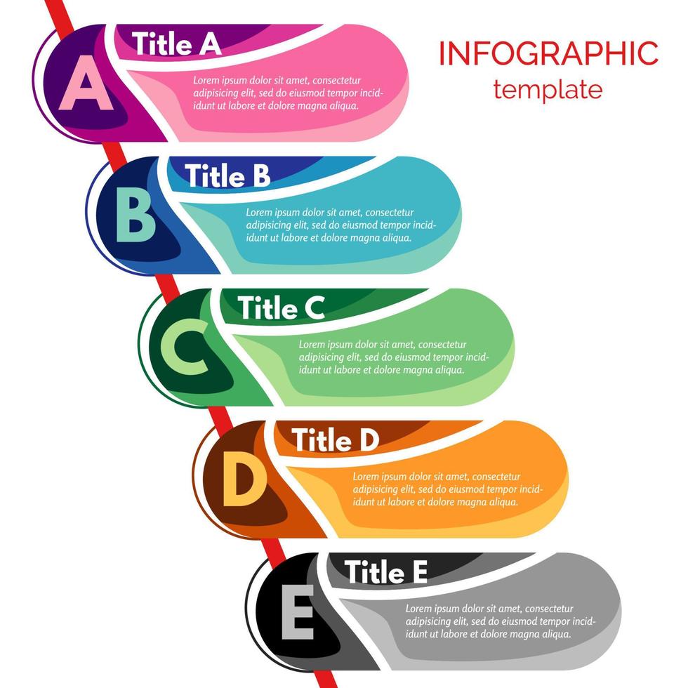 vijf stappen infographic ontwerp elementen. stap door stap infographic ontwerp sjabloon. vector illustratie