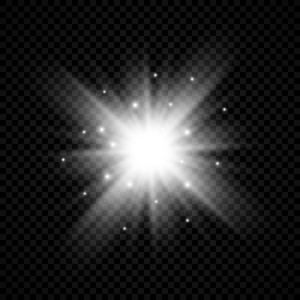 licht effect van lens fakkels. wit gloeiend lichten starburst Effecten met schittert. vector illustratie