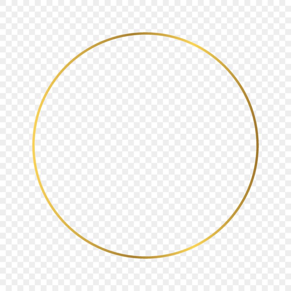 goud gloeiend cirkel kader geïsoleerd. glimmend kader met gloeiend Effecten. vector illustratie.