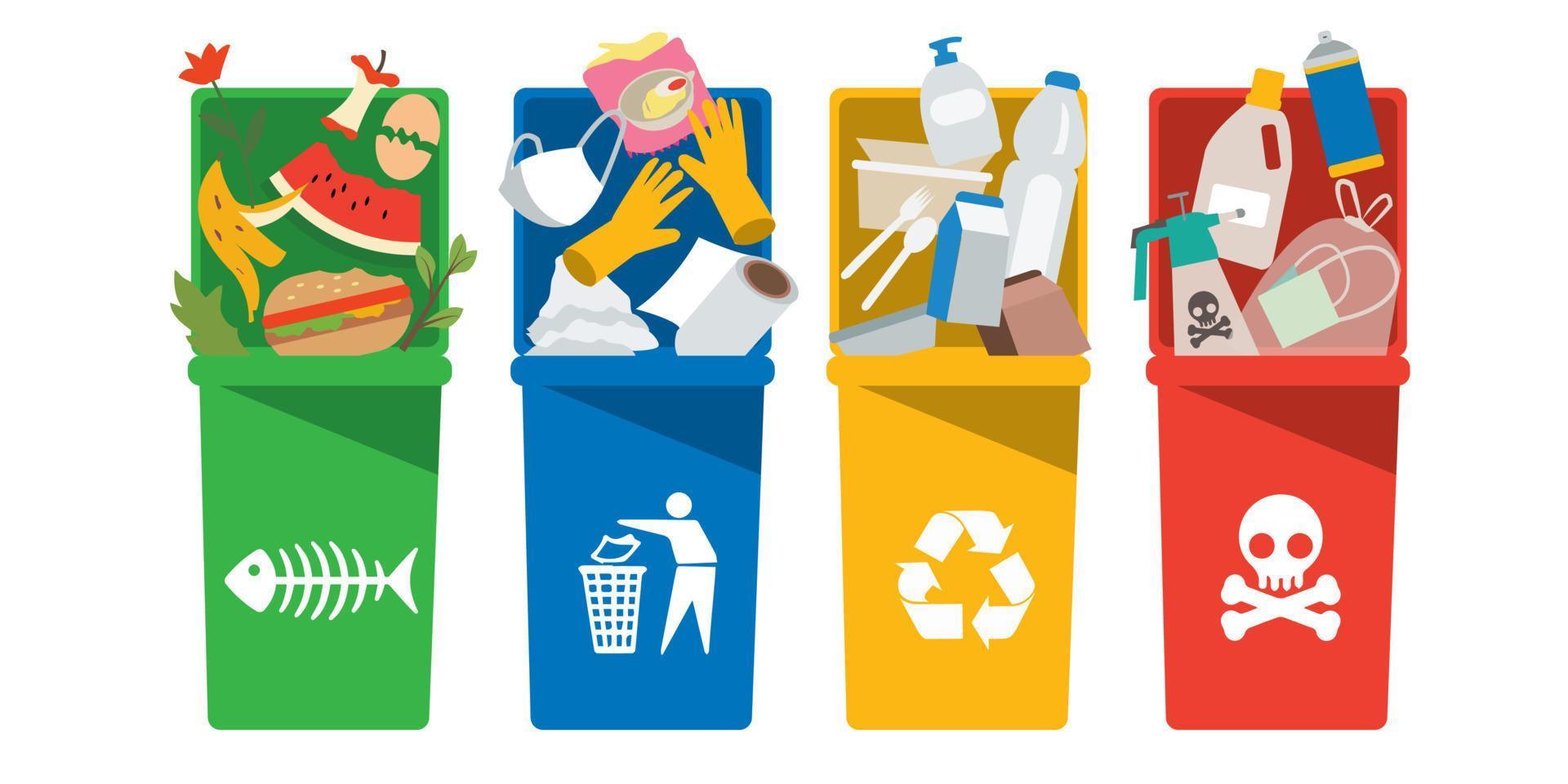 uitschot recycle voor sorteren vuilnis illustratie vector