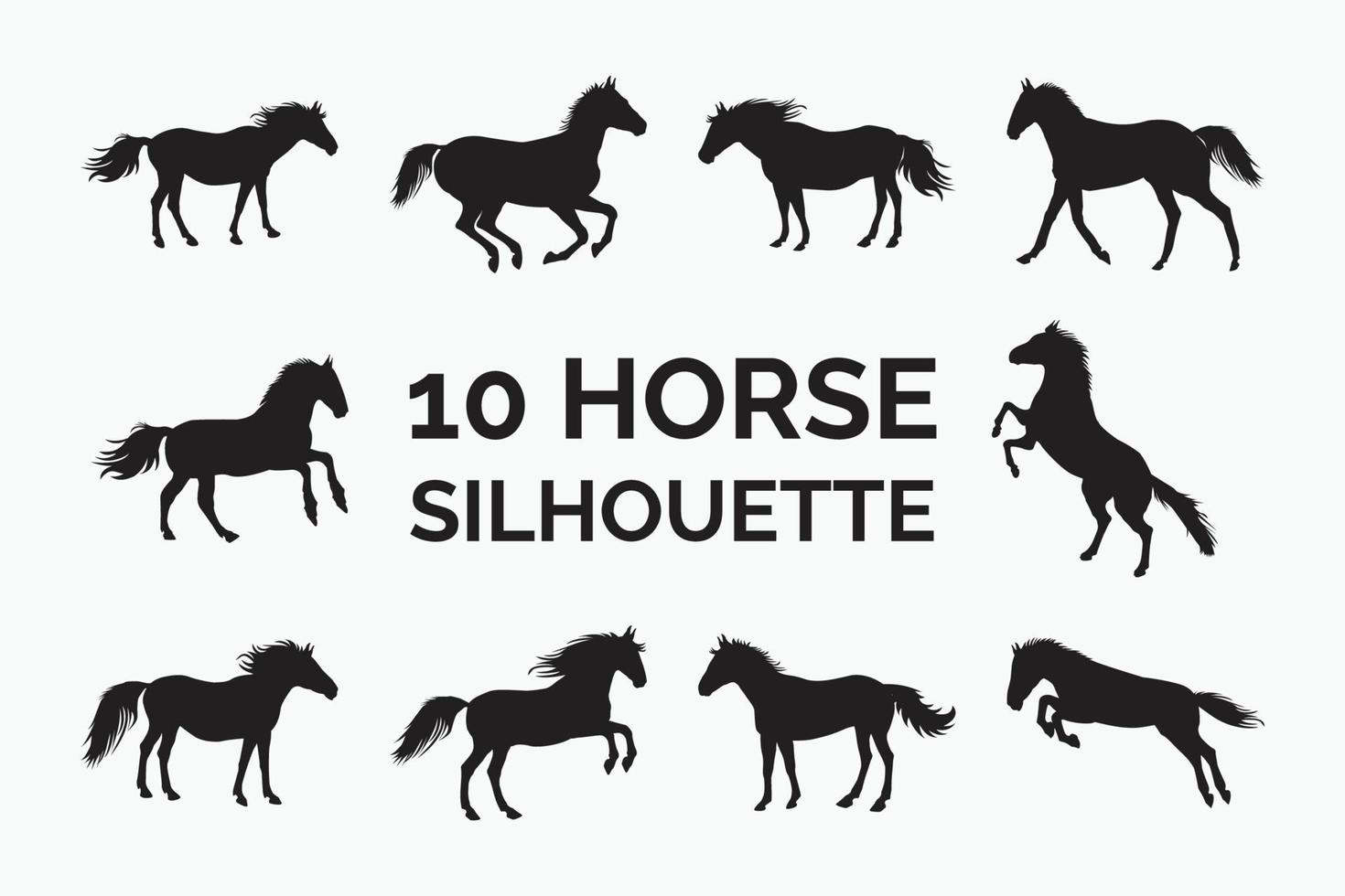 paard silhouet ontwerp Aan een wit achtergrond. realistisch paard silhouet vector verzameling voor persoonlijk gebruiken. donker ridders in verschillend positie ontwerpen. paard rennen, springen, en staand vectoren.
