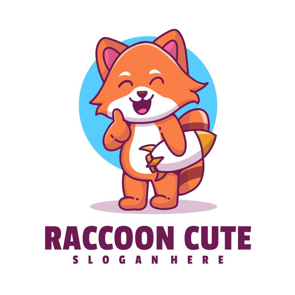 schattig wasbeer logo sjabloon vector