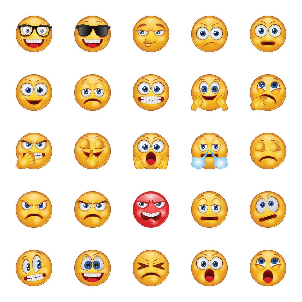 helling kleur pictogrammen voor emoji's. vector