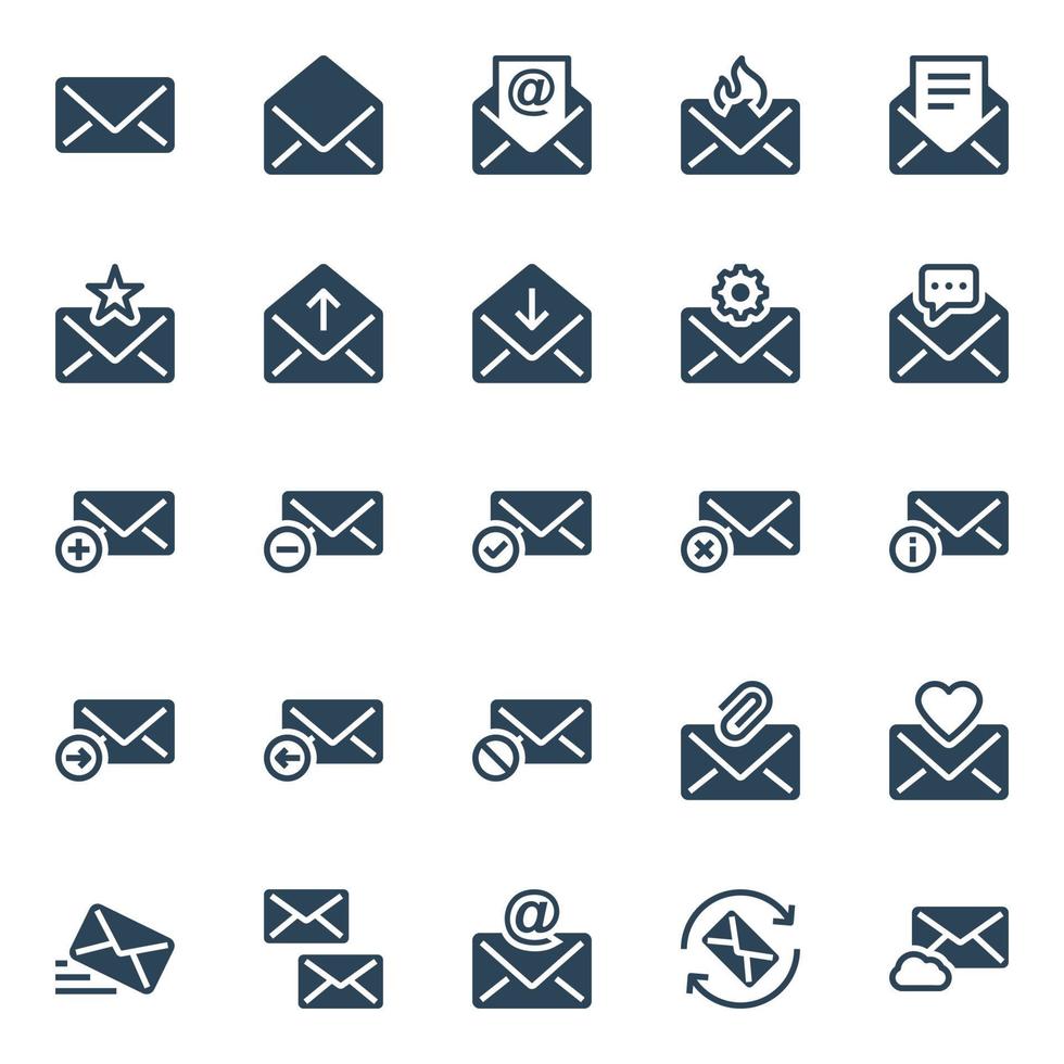 glyph pictogrammen voor e-mail. vector