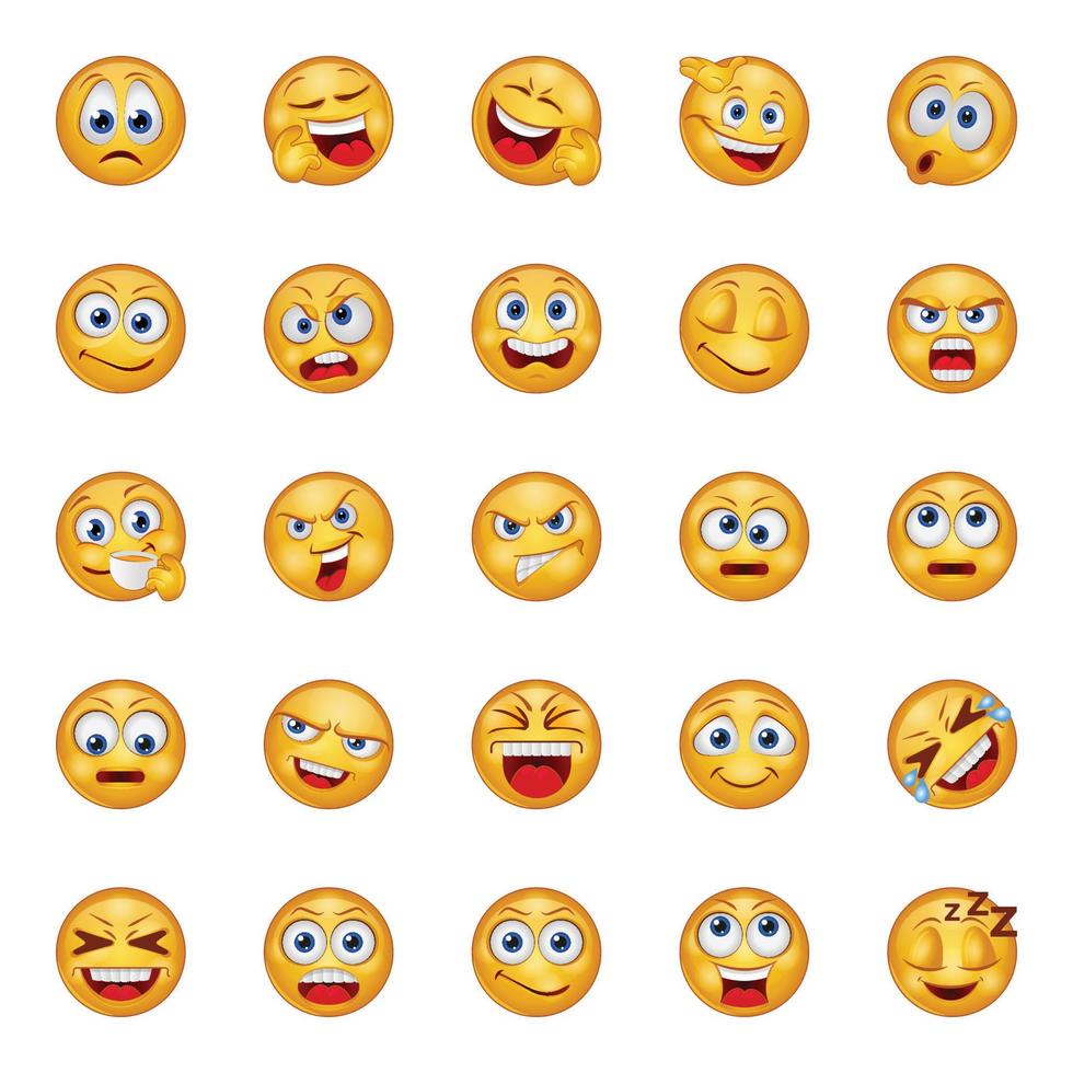 helling kleur pictogrammen voor emoji's. vector