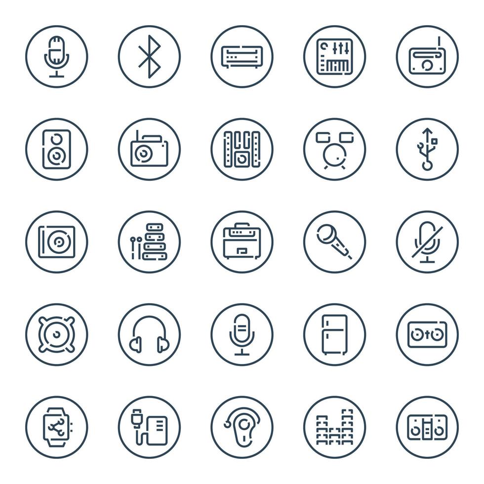 cirkel schets pictogrammen voor apparaten. vector