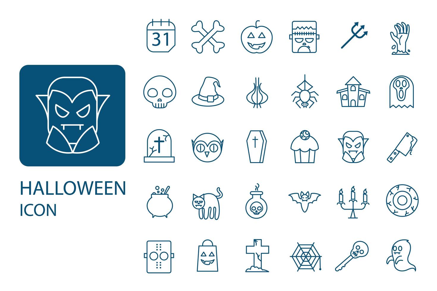 halloween dunne lijn pictogramserie. partij symbolen collectie, vector