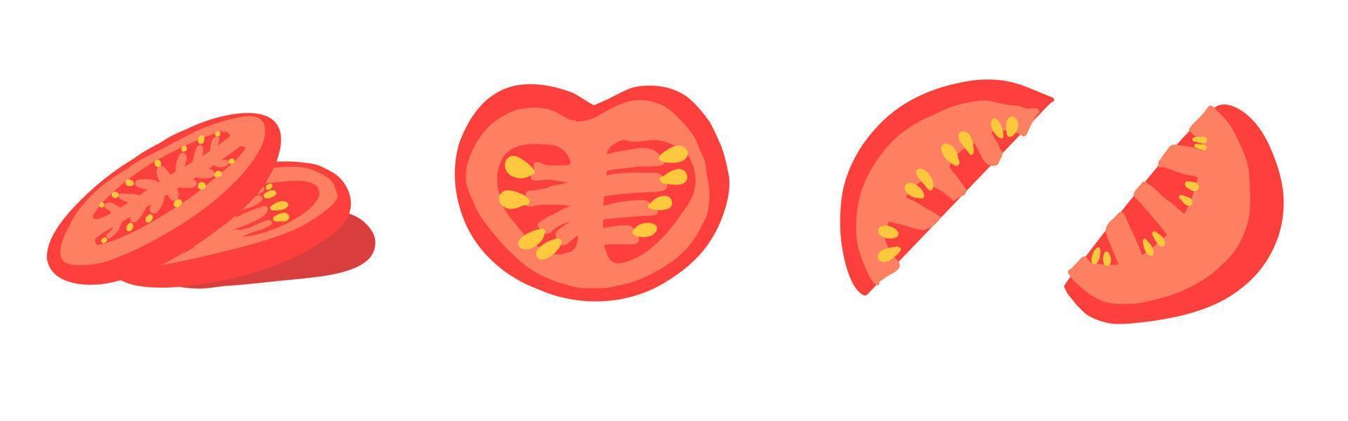 reeks van tomaten in tekenfilm vlak stijl. gezond natuurlijk groenten voedsel. vector illustratie geïsoleerd Aan wit achtergrond.