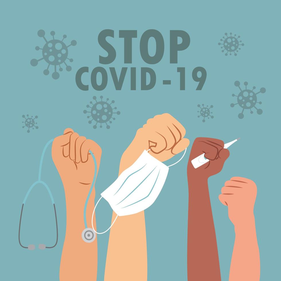 sluit je aan bij de strijd tegen covid-19 poster vector