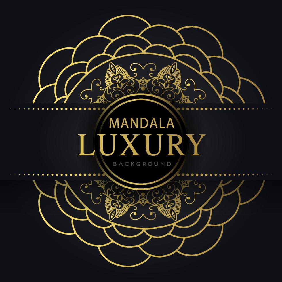 luxe mandala gouden met een zwart achtergrond elegant ontwerp voor verjaardag uitnodiging henna- vector