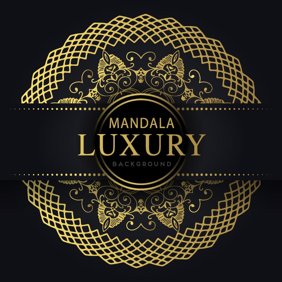 luxe mandala gouden met een zwart achtergrond elegant ontwerp voor verjaardag uitnodiging henna- vector