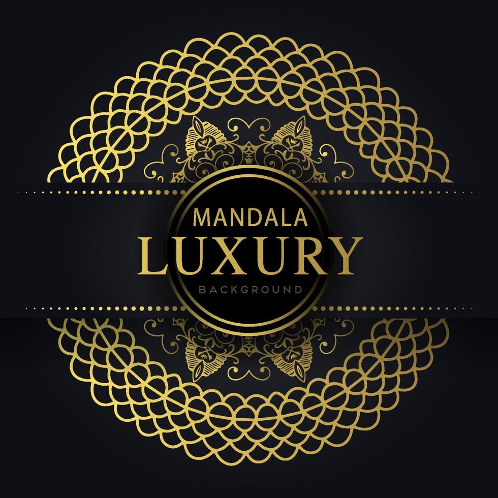 luxe mandala gouden met een zwart achtergrond elegant ontwerp voor verjaardag uitnodiging henna- vector