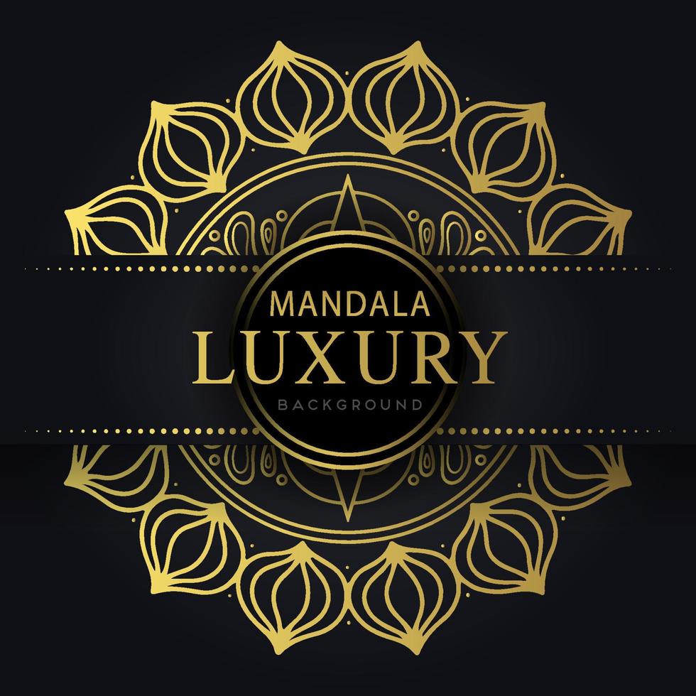 luxe mandala gouden met een zwart achtergrond elegant ontwerp voor verjaardag uitnodiging henna- vector