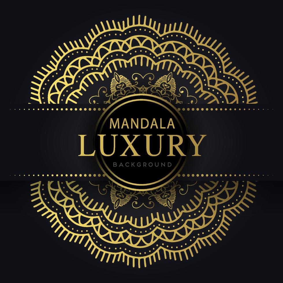 luxe mandala gouden met een zwart achtergrond elegant ontwerp voor verjaardag uitnodiging henna- vector