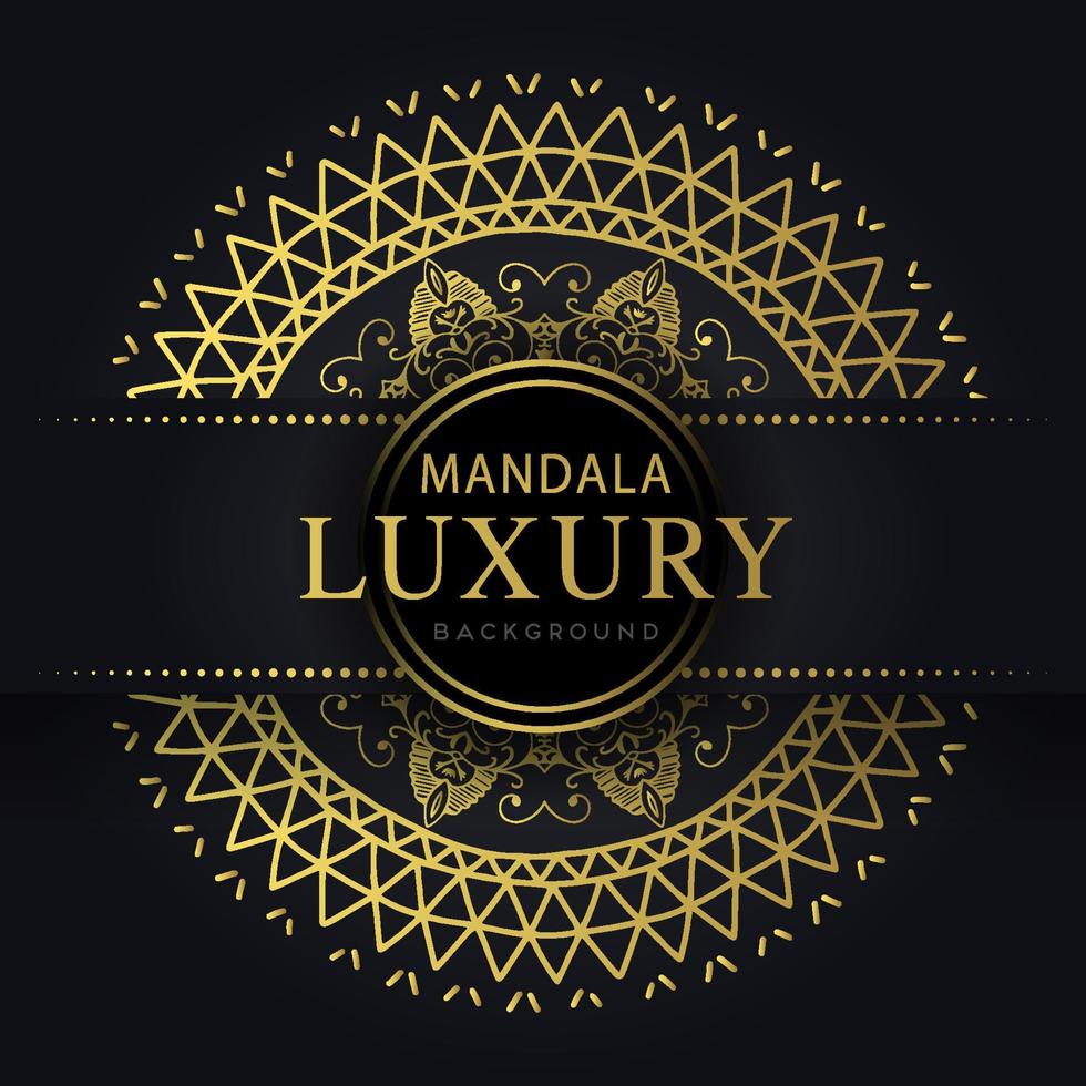 luxe mandala gouden met een zwart achtergrond elegant ontwerp voor verjaardag uitnodiging henna- vector