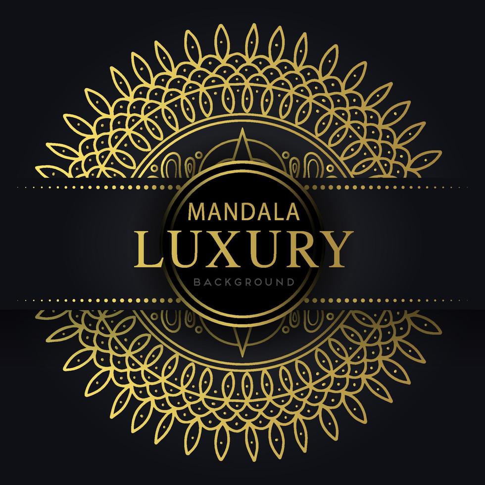 luxe mandala gouden met een zwart achtergrond elegant ontwerp voor verjaardag uitnodiging henna- vector